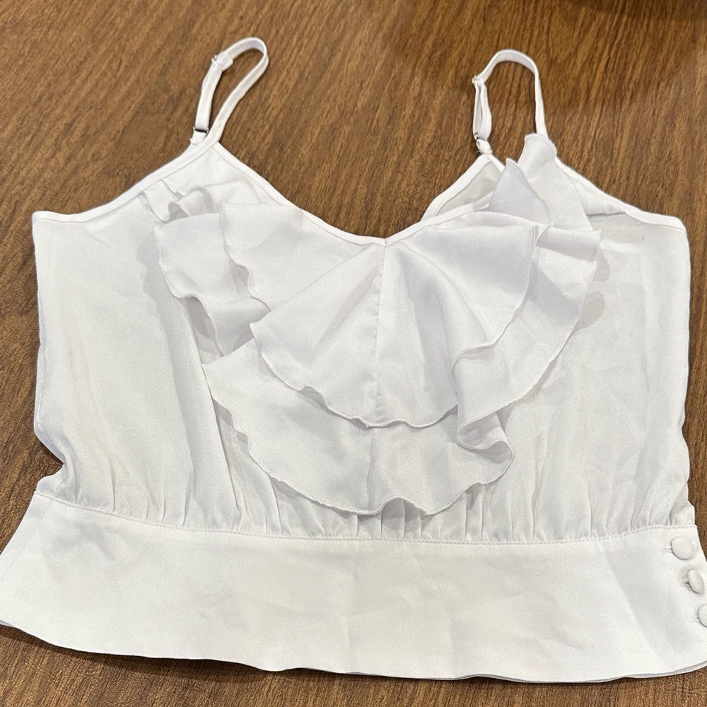 Caribbean Queen White Ruffled Camisole